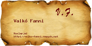 Valkó Fanni névjegykártya